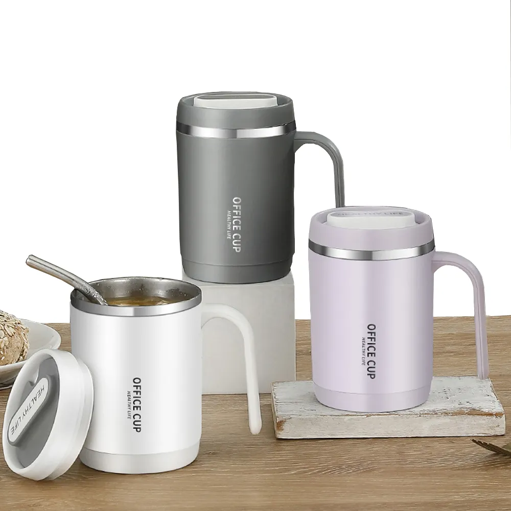 PUSH!餐具用品304不銹鋼馬克杯咖啡杯水杯辦公杯帶蓋防漏密封帶吸管500ML二入E181-4 歷史價格詳細信息