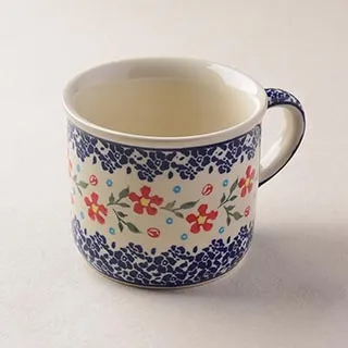 波蘭陶 藍印紅花系列 雙耳圓形深餐盤 22cm 波蘭手工製 歷史價格詳細信息