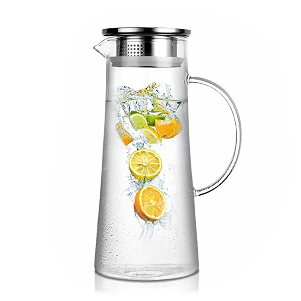 北歐簡約耐熱玻璃冷水壺 1600ml(不鏽鋼耐熱玻璃冷水壺丹麥水壺大容量) 歷史價格詳細信息