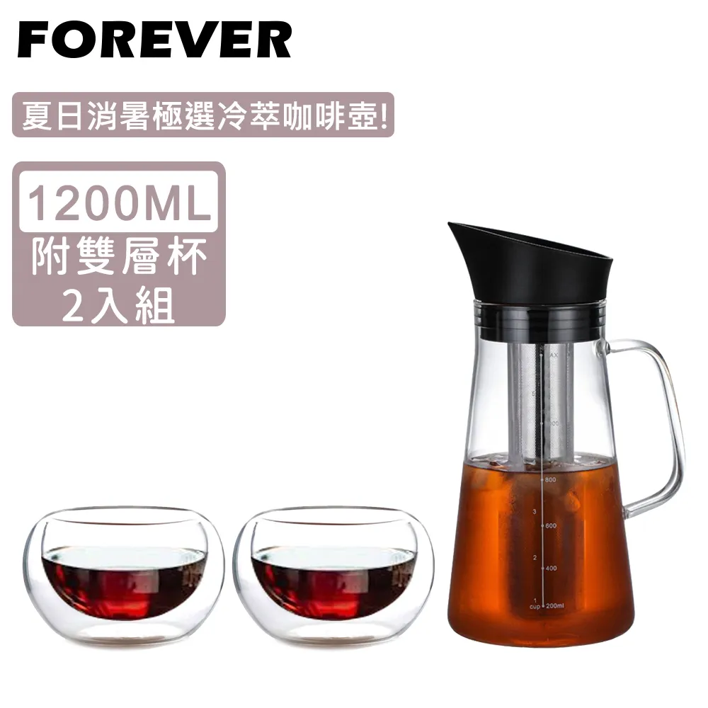 【日本FOREVER】耐熱玻璃冷泡茶/冷萃咖啡壺1500ml(買一送一) 歷史價格詳細信息