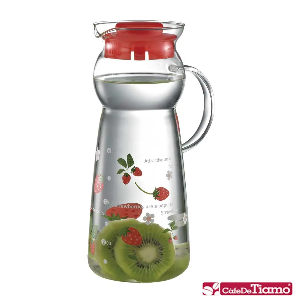 【Tiamo】Tiamo 玻璃水壺把手款1000ml-普普風紅色(HG2283) 歷史價格詳細信息