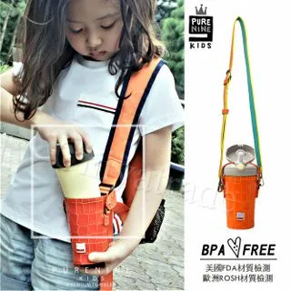 【韓國PURENINE】Kids兒童頂級時尚彈蓋隨身多功能保溫杯-290ML附皮杯套+背帶(墨綠色皮套+黑蓋瓶組)(保溫瓶) 歷史價格詳細信息