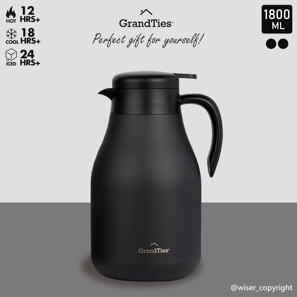 【GrandTies】1800ml真空不鏽鋼熱咖啡壺/保溫壺/保溫瓶2入組(野餐/運動/保冷/保溫) 歷史價格詳細信息