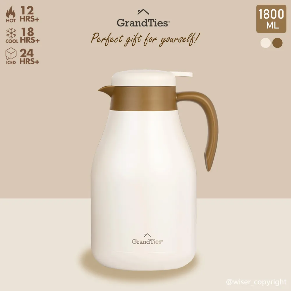 【GrandTies】1800ml真空不鏽鋼熱咖啡壺/保溫壺/保溫瓶2入組(野餐/運動/保冷/保溫) 歷史價格詳細信息
