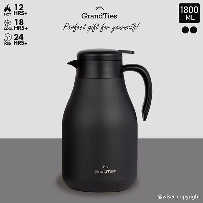 【GrandTies】1800ml真空不鏽鋼熱咖啡壺/保溫壺/保溫瓶2入組(野餐/運動/保冷/保溫) 歷史價格詳細信息