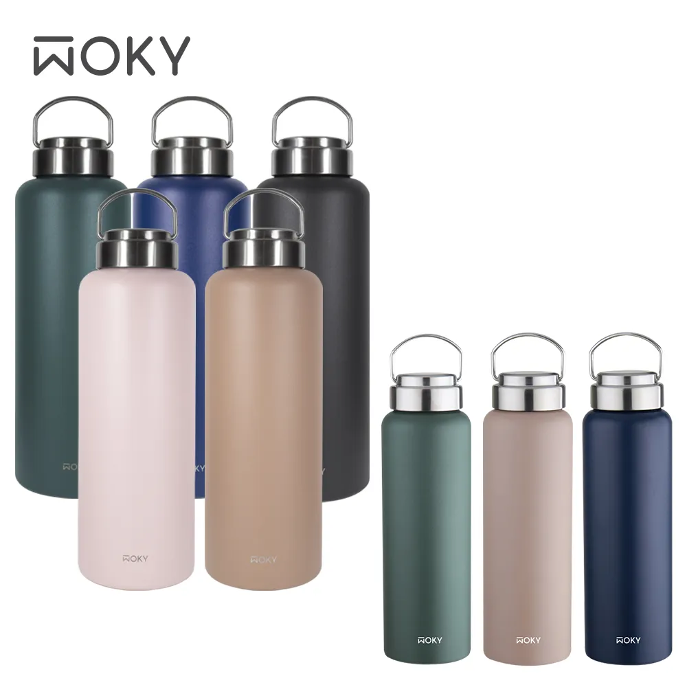 【WOKY 沃廚】提手輕芯鈦瓷易潔層保溫瓶800ml(3色可選) 歷史價格詳細信息
