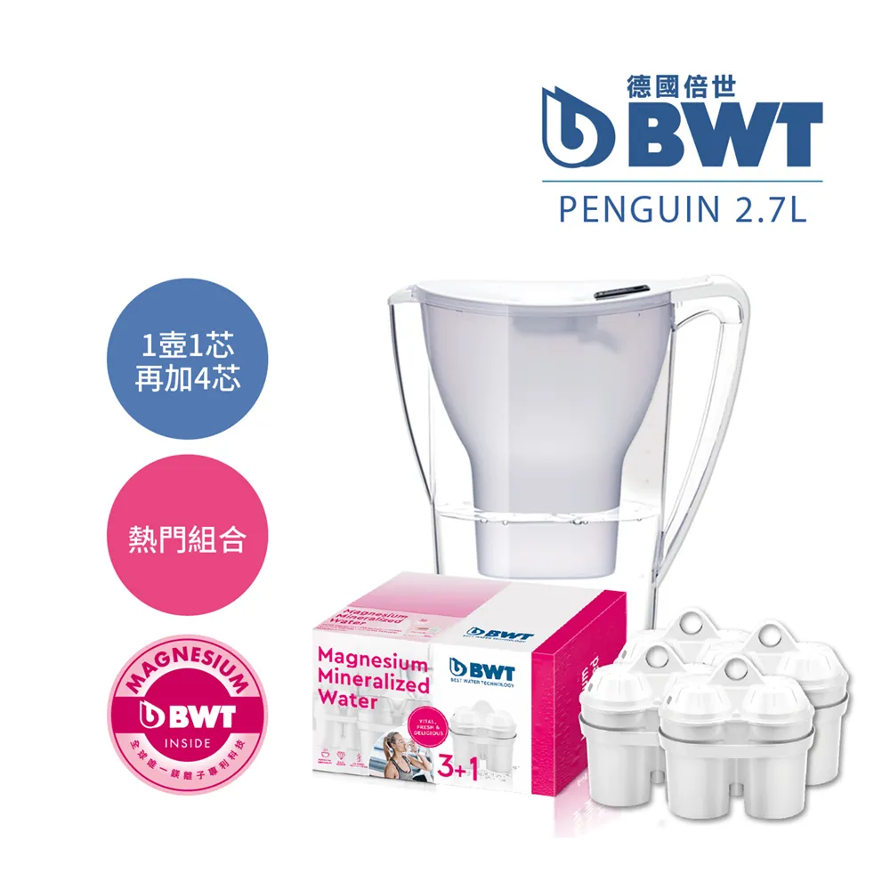 【BWT 德國倍世】 2.7L 企鵝壺 鎂離子 1壺4芯組合 (藍) 歷史價格詳細信息