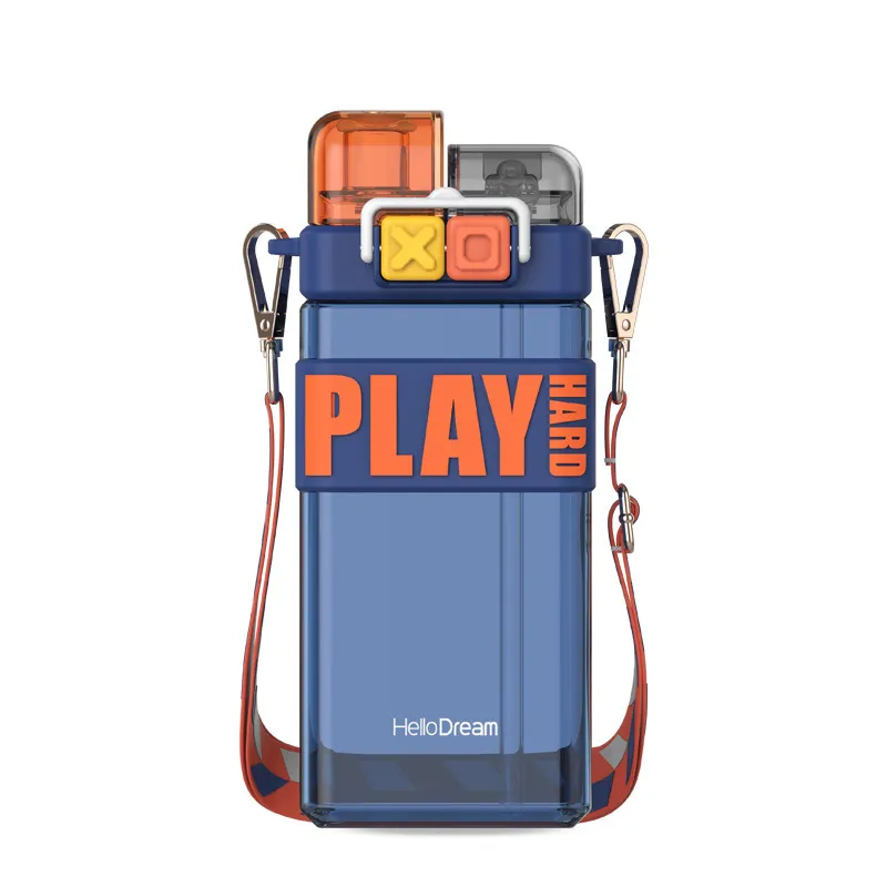 Nopeasti諾比 戶外潮流防塵雙彈蓋Tritan吸管水壺/運動隨身瓶 藍 歷史價格詳細信息