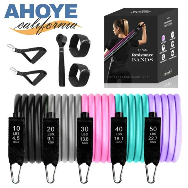 11件套健身彈力帶家用瑜伽美背塑形訓練阻力帶多功能防斷拉力繩 歷史價格詳細信息