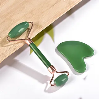 玉石雙滾輪按摩器 滾輪美容棒 推臉器 臉部 眼部 身體 按摩 水晶滾輪器 美容器 按摩器 美容棒【有一間.小舖 歷史價格詳細信息