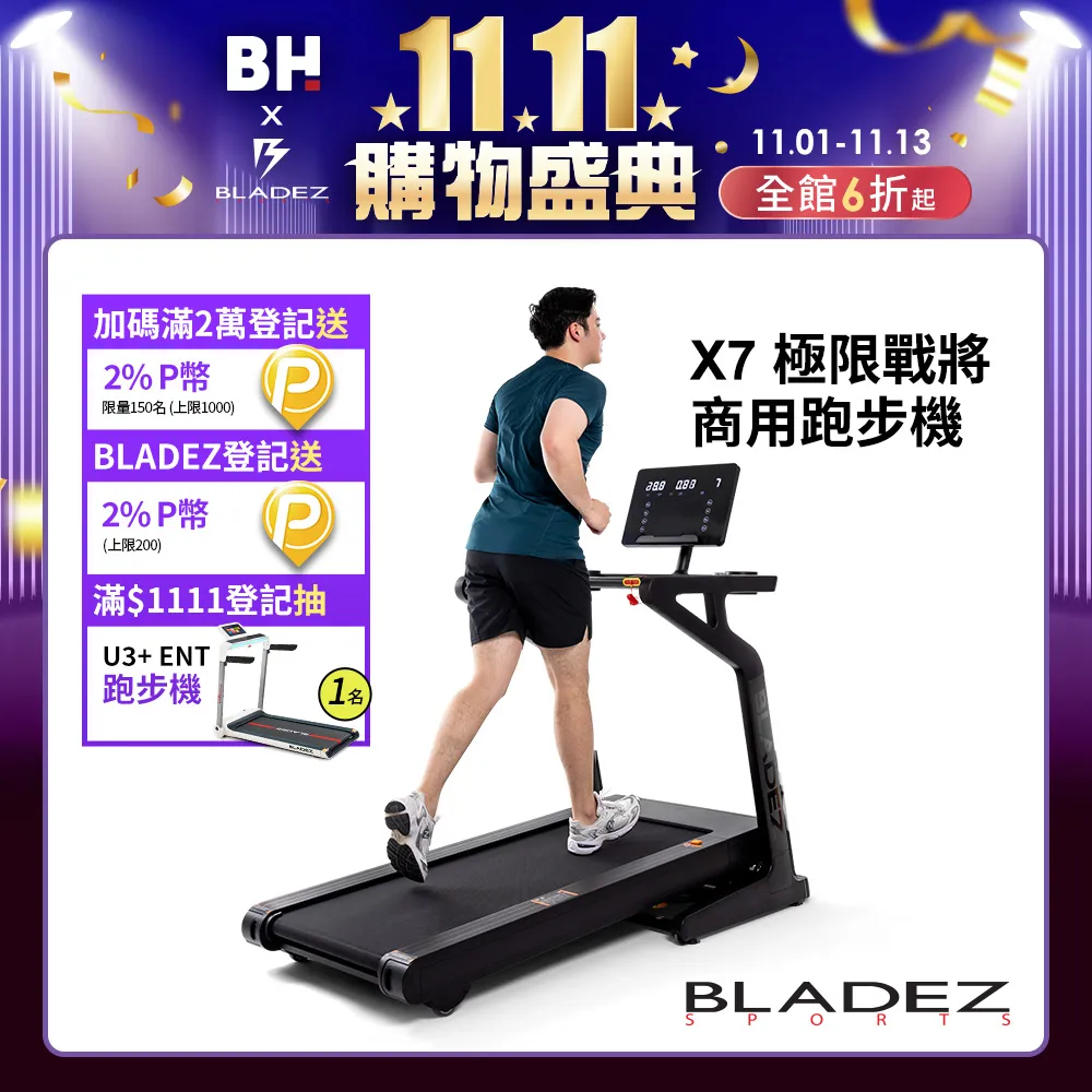 【BLADEZ】X7極限戰將商用電動跑步機(無刷馬達/ZWIFT/坡度揚升/藍芽喇叭/20吋觸控面板/飛梭旋鈕) 歷史價格詳細信息