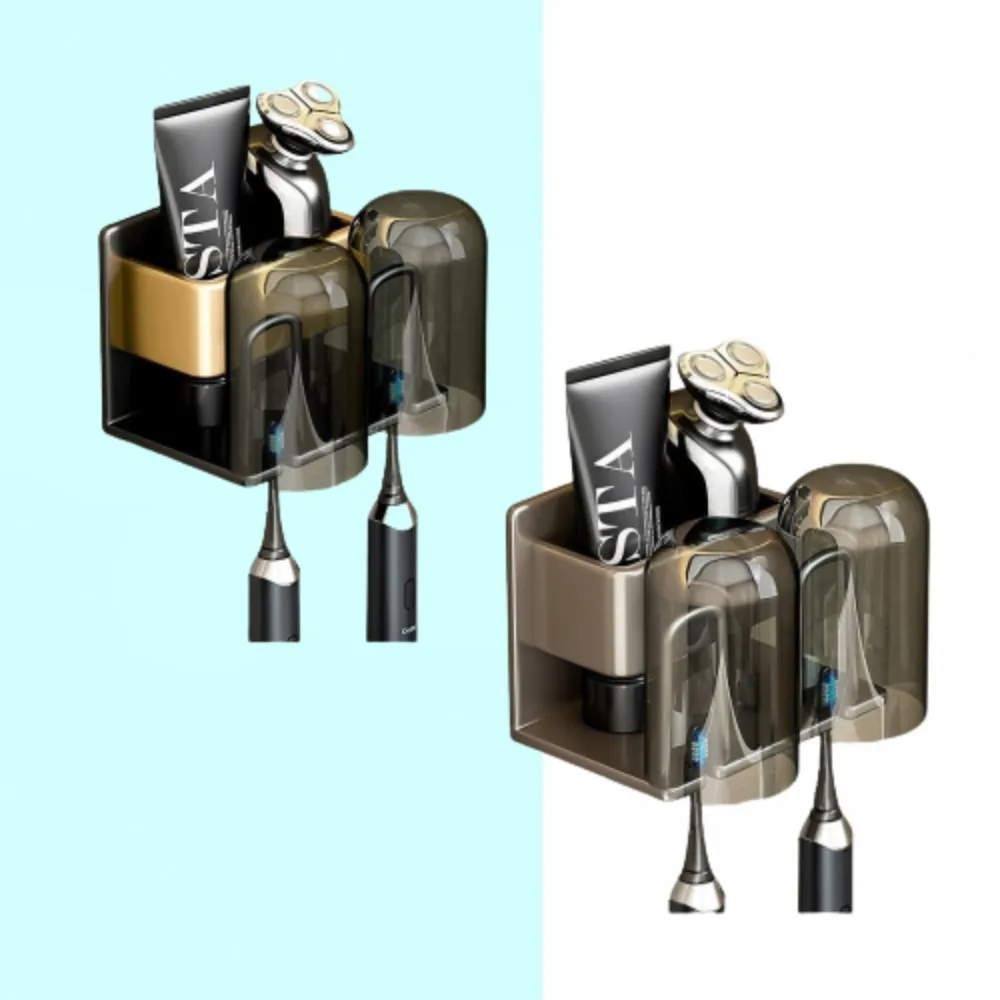 【2人款】免打孔 牙刷杯架 無痕貼 浴室置物架 洗手間 壁掛收納架 歷史價格詳細信息