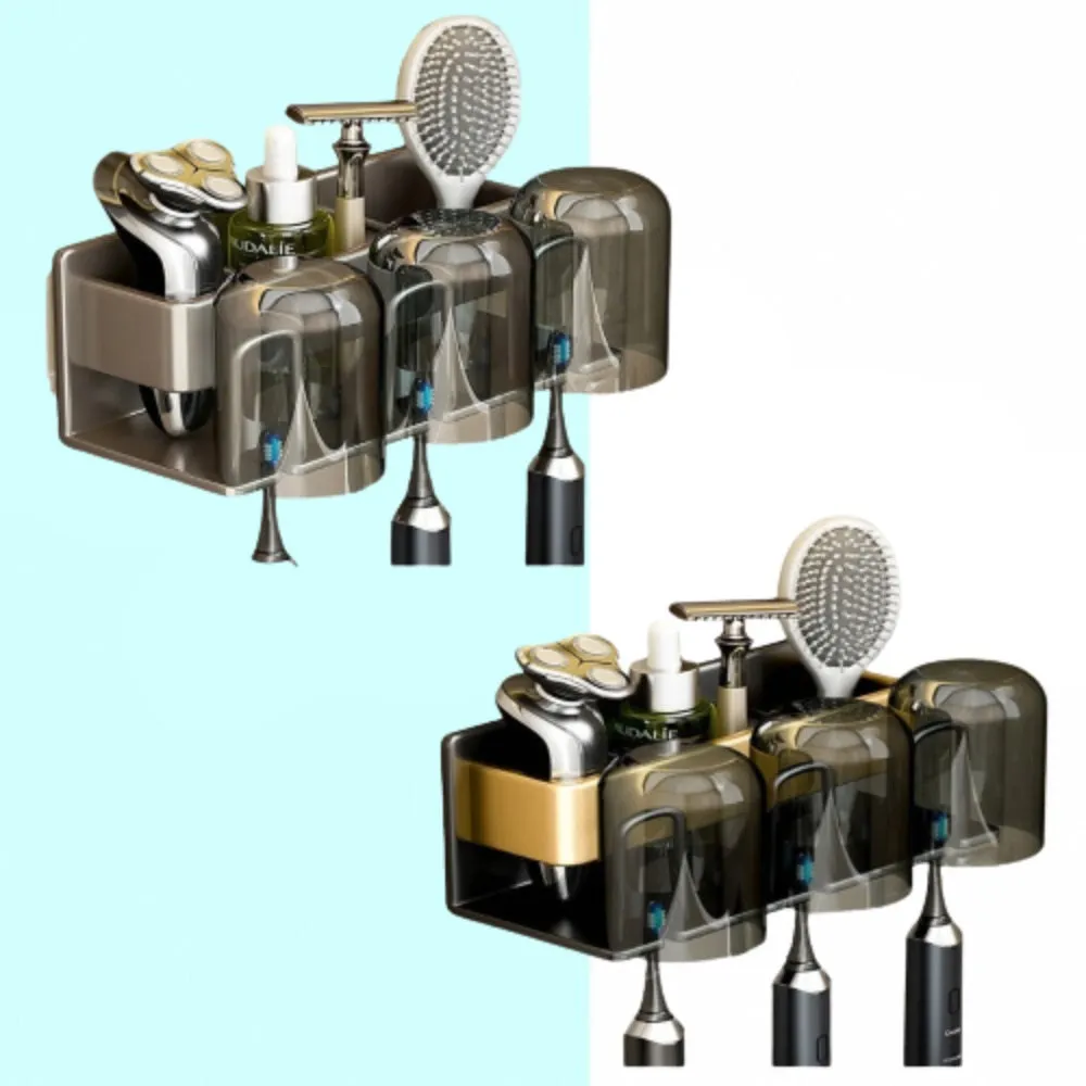 【3人款】免打孔 牙刷杯架 無痕貼 浴室置物架 洗手間 壁掛收納架 歷史價格詳細信息