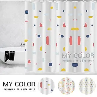 印花防水浴簾 10款 (正心堂) 現貨  PEVA 滌綸布 防霉 環保 浴室 門簾 扣眼設計 乾溼分離 歷史價格詳細信息