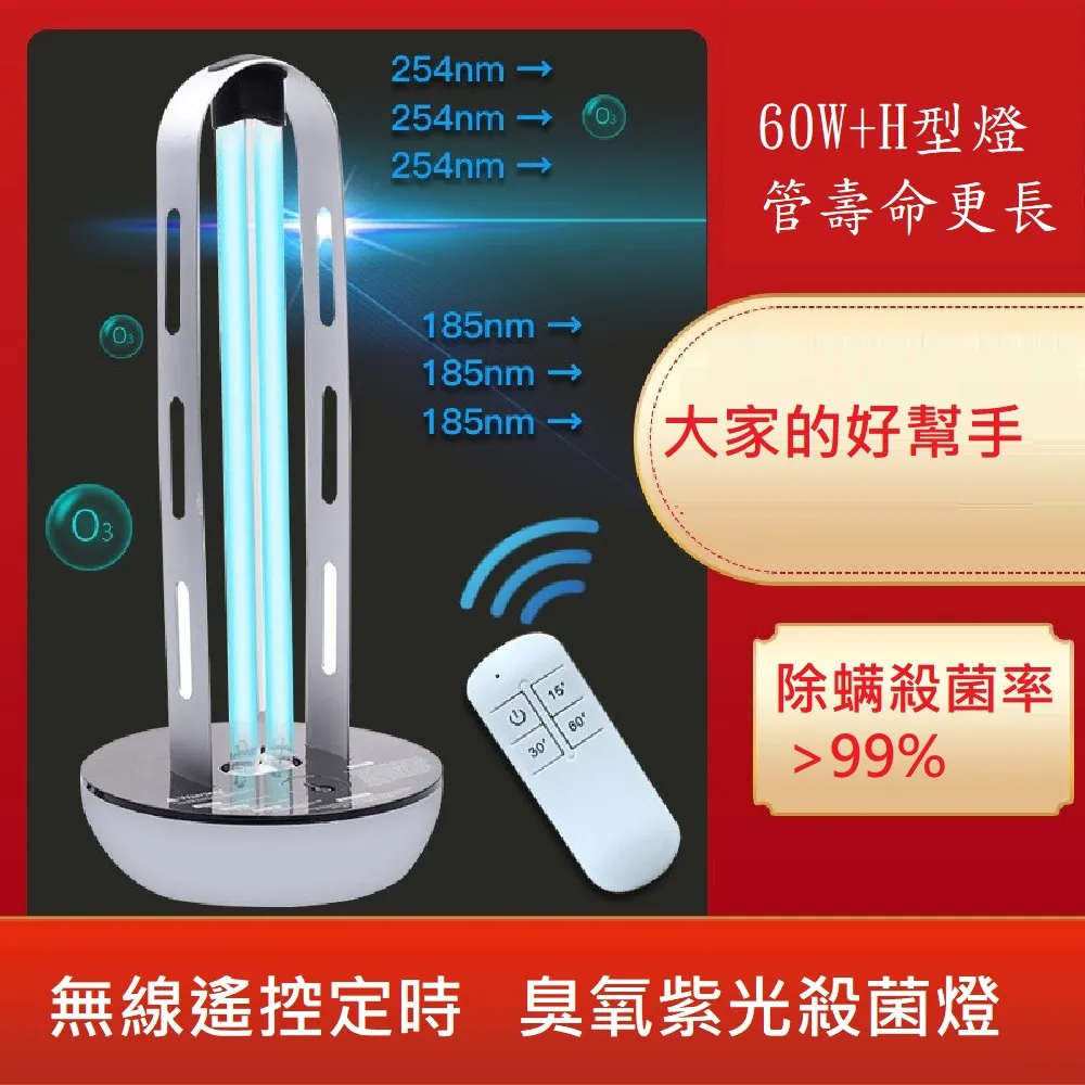 【Smart bearing 智慧魔力】頂級款60w感應式雙控制款UV-C紫外線H燈管臭氧消毒殺菌燈 雙重滅(60w/感應/遙控) 歷史價格詳細信息