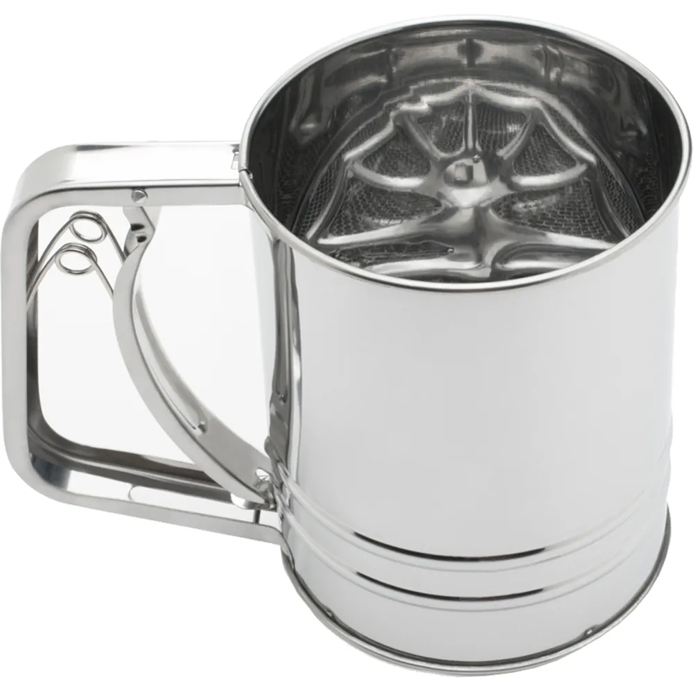 手壓式麵粉糖粉篩 半自動手持篩粉器 手動粉篩 過濾篩網(雙層款) 歷史價格詳細信息