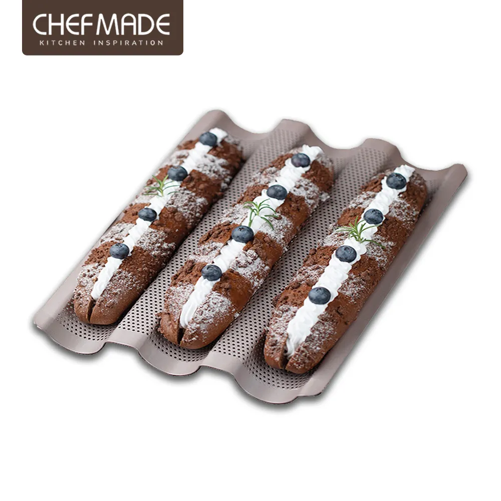 【美國Chefmade】法式長棍麵包 帶氣孔 不沾三槽模具(CM064) 歷史價格詳細信息