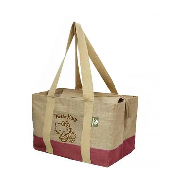 拉鍊黃麻手提袋亞麻編織防水購物袋學生補課瑜伽健身包女外出逛長 歷史價格詳細信息