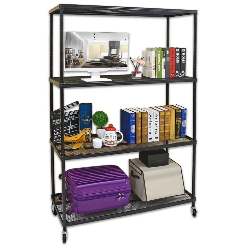 【居家cheaper】鬃耀黑 高荷重 45X90X186CM菱形網四層推車 歷史價格詳細信息