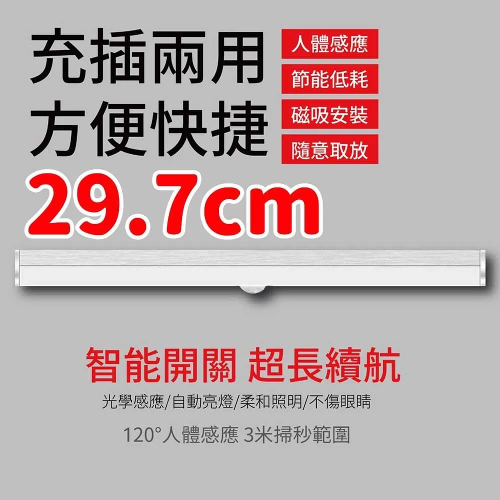 【禾統】297mm三色LED可旋轉磁吸感應燈 三色一體 人體感應燈 生日禮物 夜燈 USB充電 光控智能燈 歷史價格詳細信息