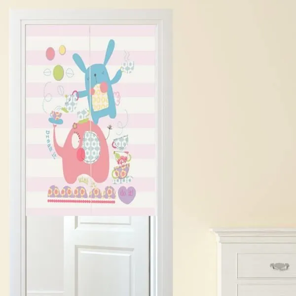 【Loviisa】韓版風水簾 開運門簾 窗簾玄關棉麻 送伸縮桿風水簾(熊與兔子) 歷史價格詳細信息