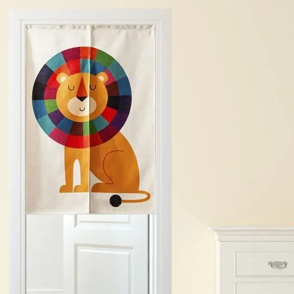 【Loviisa】韓版風水簾 開運門簾 窗簾玄關棉麻 送伸縮桿風水簾(熊與兔子) 歷史價格詳細信息