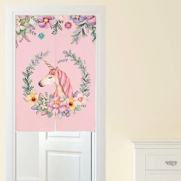 【Loviisa】韓版風水簾 開運門簾 窗簾玄關棉麻 送伸縮桿風水簾(熊與兔子) 歷史價格詳細信息