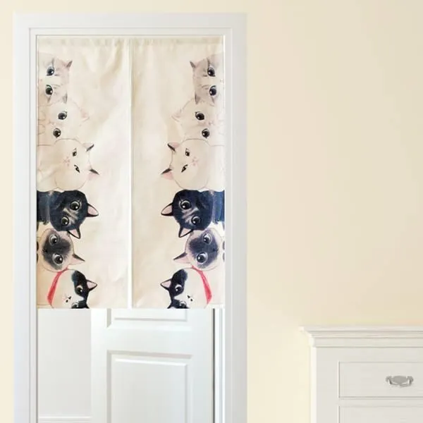 【Loviisa】韓版風水簾 開運門簾 窗簾玄關棉麻 送伸縮桿風水簾(熊與兔子) 歷史價格詳細信息