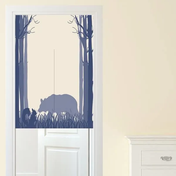 【Loviisa】韓版風水簾 開運門簾 窗簾玄關棉麻 送伸縮桿風水簾(熊與兔子) 歷史價格詳細信息