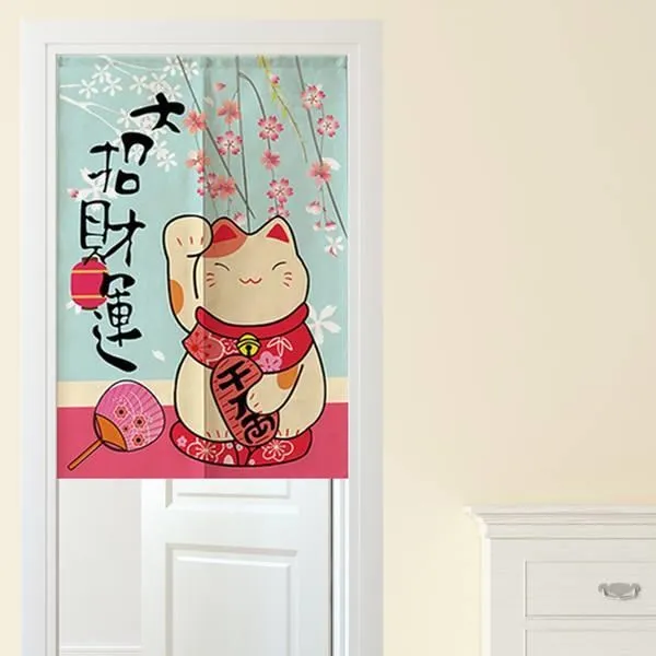 【Loviisa】韓版風水簾 開運門簾 窗簾玄關棉麻 送伸縮桿風水簾(熊與兔子) 歷史價格詳細信息