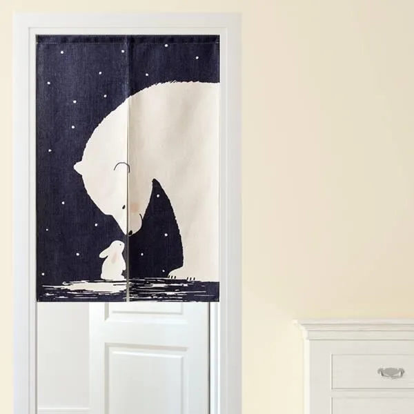 【Loviisa】韓版風水簾 開運門簾 窗簾玄關棉麻 送伸縮桿風水簾(熊與兔子) 價格比較,價格查詢,歷史價格詳細信息