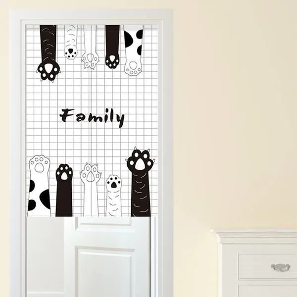 【Loviisa】韓版風水簾 開運門簾 窗簾玄關棉麻 送伸縮桿風水簾(熊與兔子) 歷史價格詳細信息