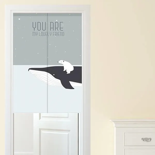 【Loviisa】韓版風水簾 開運門簾 窗簾玄關棉麻 送伸縮桿風水簾(熊與兔子) 歷史價格詳細信息