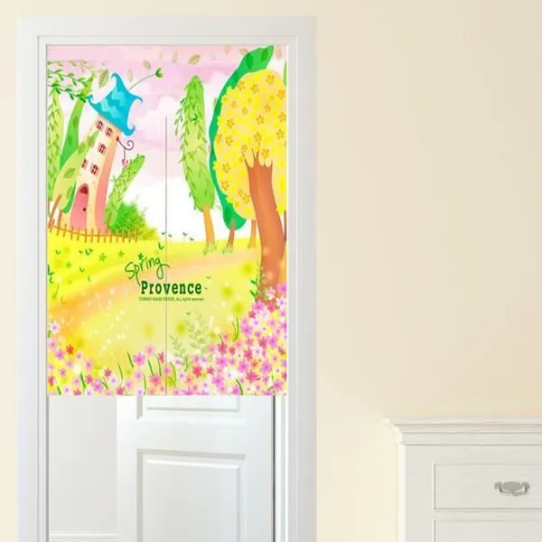 【Loviisa】韓版風水簾 開運門簾 窗簾玄關棉麻 送伸縮桿風水簾(熊與兔子) 歷史價格詳細信息