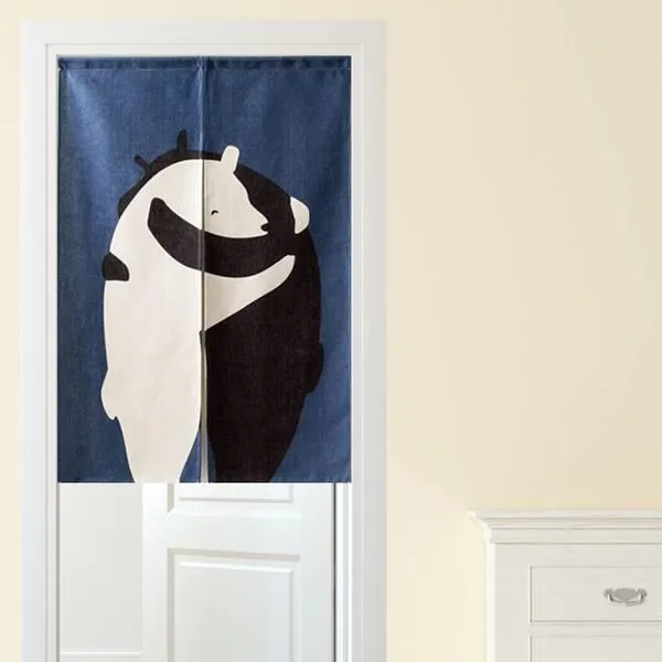 【Loviisa】韓版風水簾 開運門簾 窗簾玄關棉麻 送伸縮桿風水簾(熊與兔子) 歷史價格詳細信息