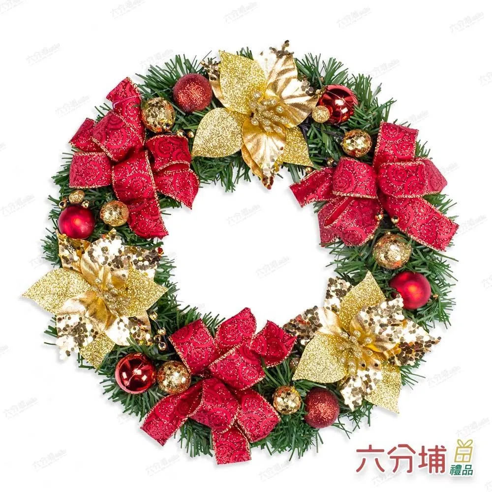 六分埔禮品★六分埔獨家設計-手工花圈★PVC 16吋-典雅聖誕花圈 歷史價格詳細信息
