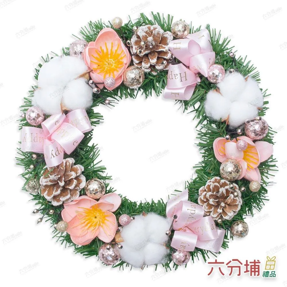 六分埔禮品★六分埔獨家設計-手工花圈★PVC 16吋-典雅聖誕花圈 歷史價格詳細信息
