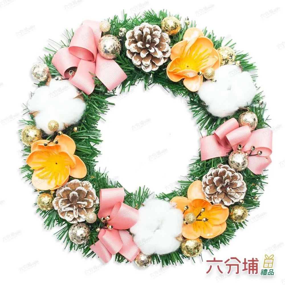 六分埔禮品★六分埔獨家設計-手工花圈★PVC 16吋-典雅聖誕花圈 歷史價格詳細信息