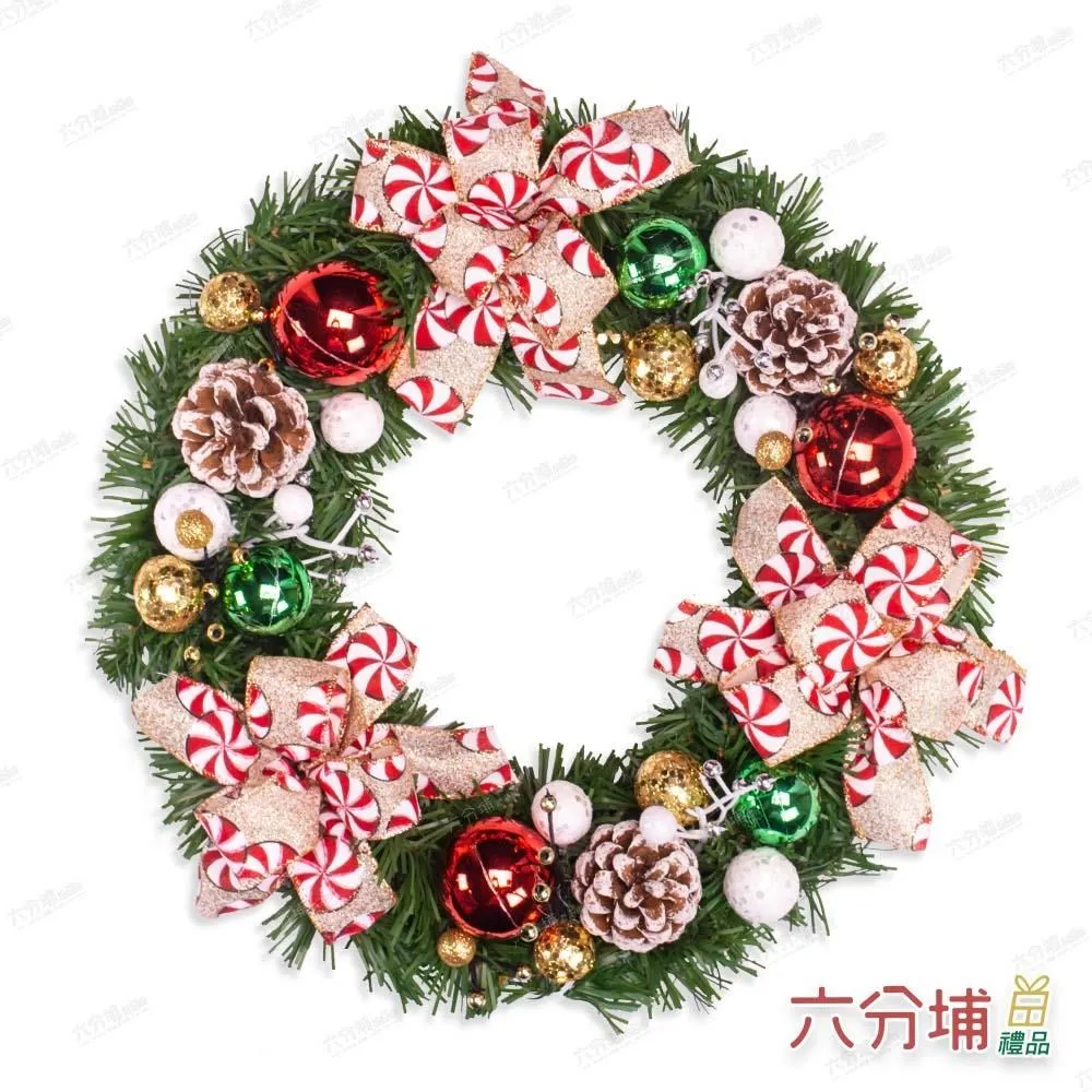 六分埔禮品★六分埔獨家設計-手工花圈★PVC 16吋-典雅聖誕花圈 歷史價格詳細信息