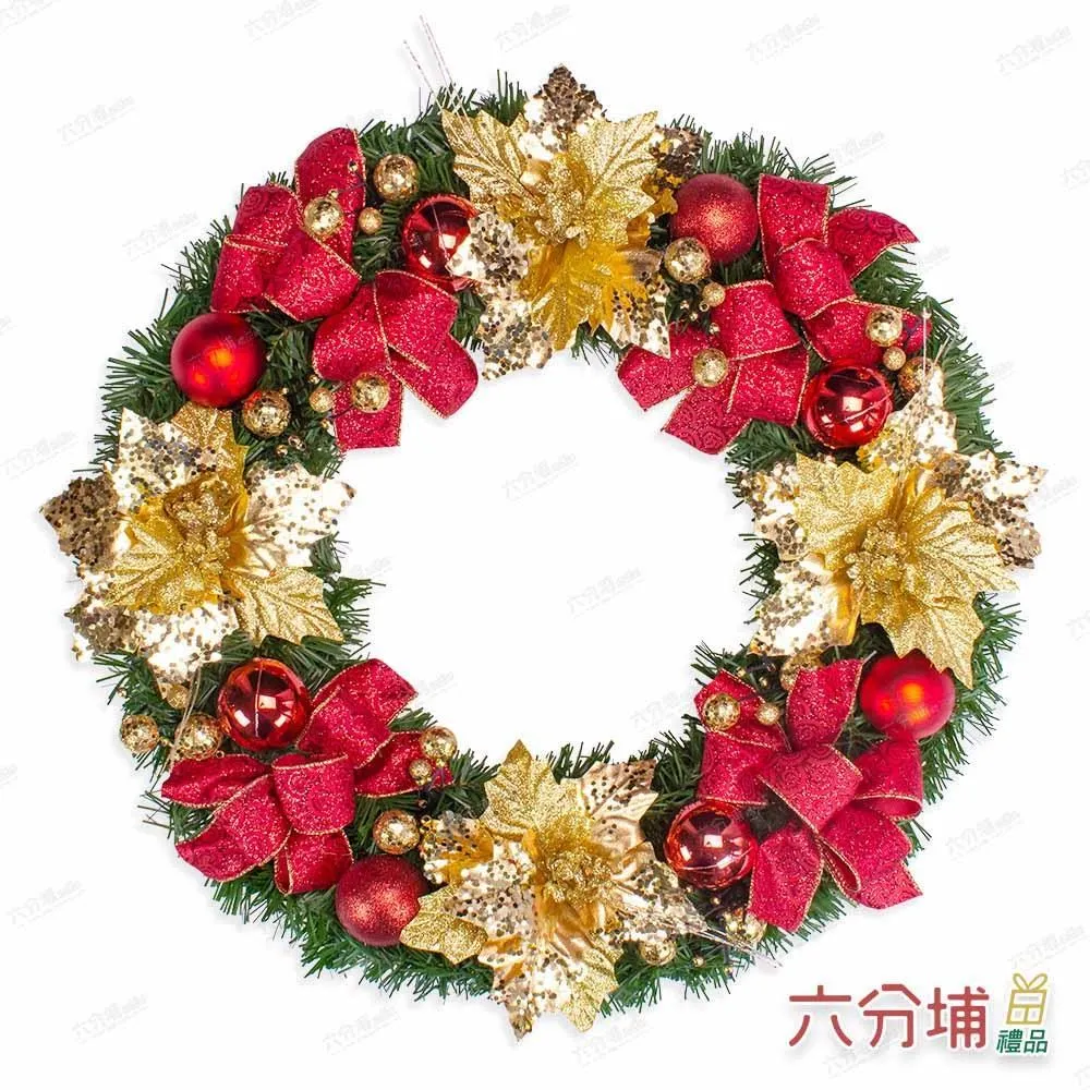 六分埔禮品★六分埔獨家設計-手工花圈★PVC 16吋-典雅聖誕花圈 歷史價格詳細信息