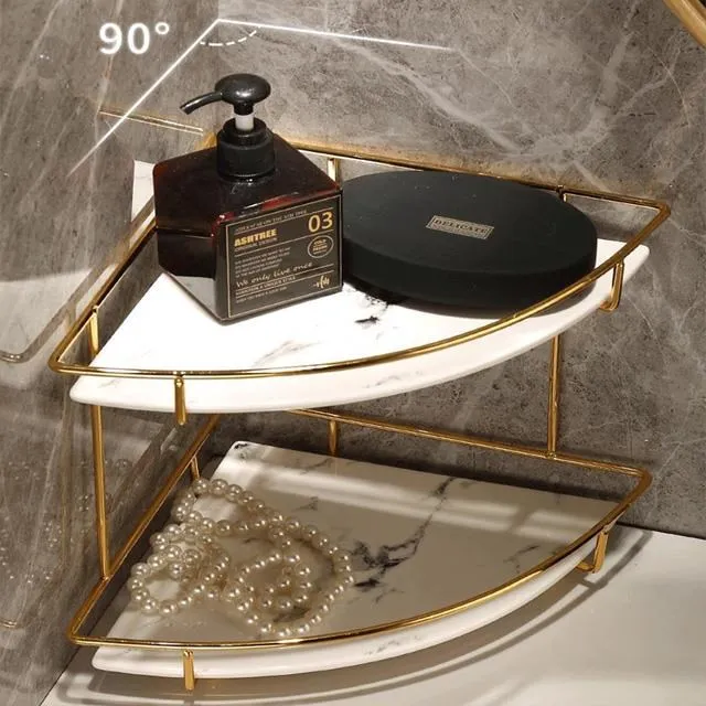 北歐輕奢風大理石角架浴室廚房置物架洗手間打孔免打孔單層三角架 歷史價格詳細信息