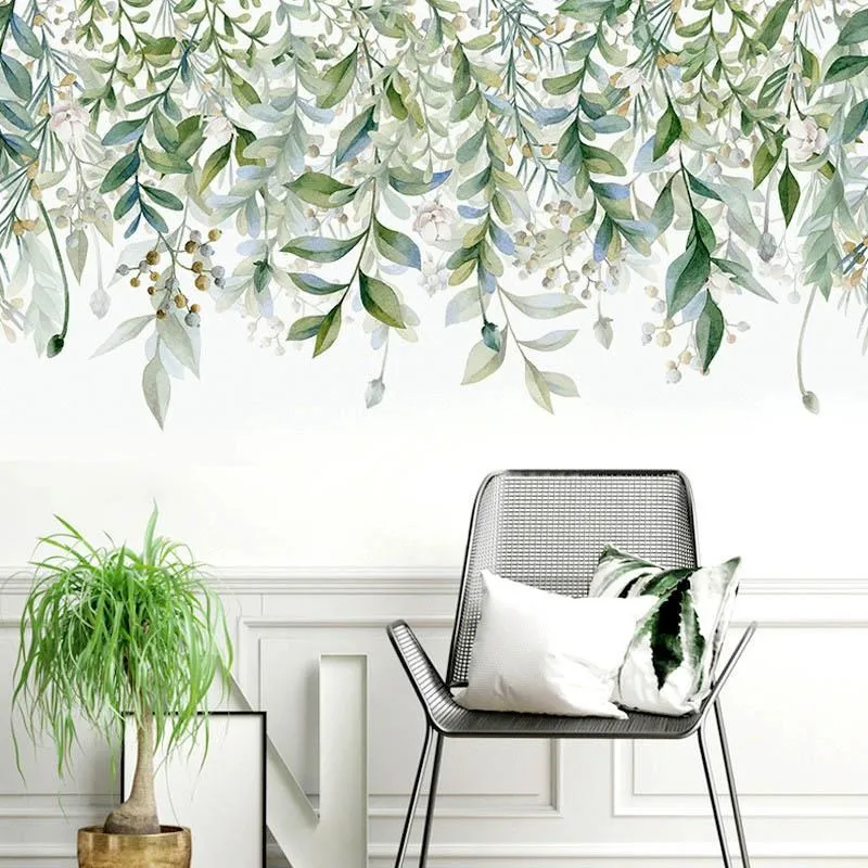 無痕設計防水壁貼 北歐風 植物 貓咪 綠葉 裝飾貼紙 C145 歷史價格詳細信息