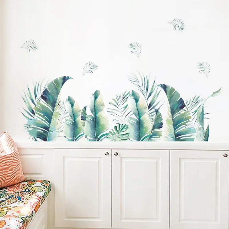 無痕設計防水壁貼 北歐風 植物 貓咪 綠葉 裝飾貼紙 C145 歷史價格詳細信息