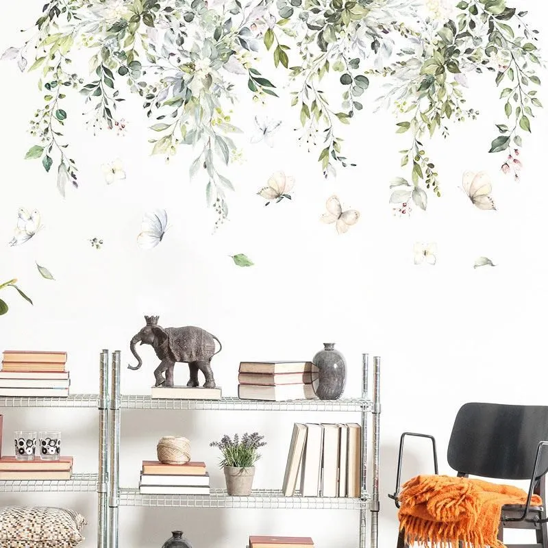 無痕設計防水壁貼 北歐風 植物 貓咪 綠葉 裝飾貼紙 C145 歷史價格詳細信息