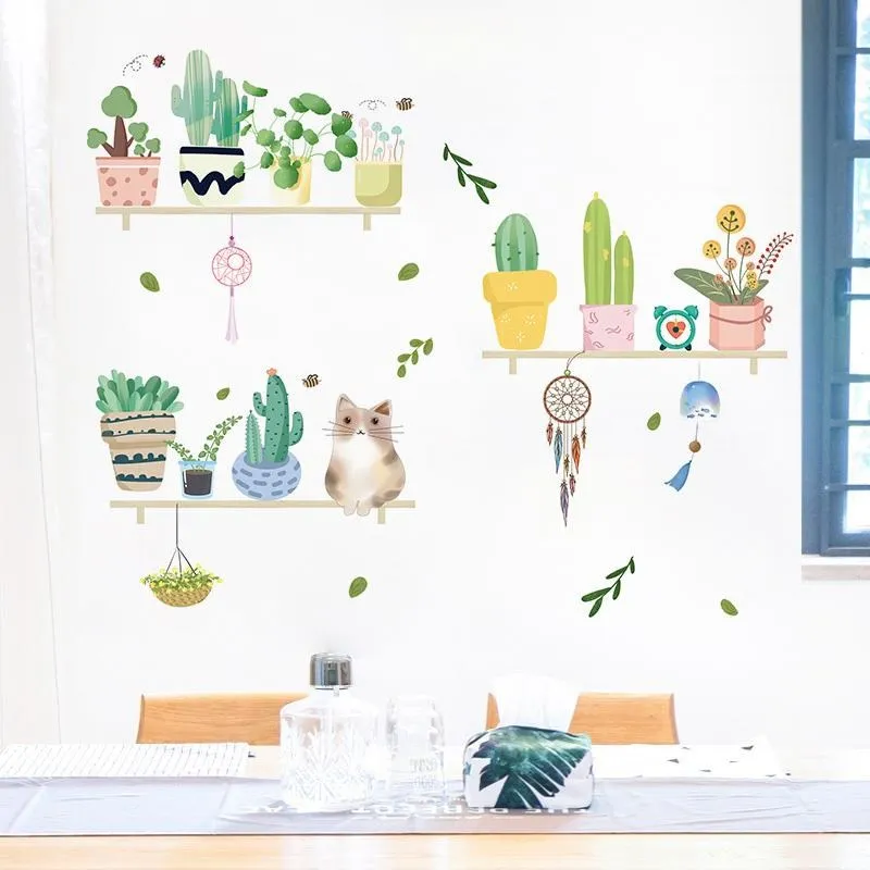 無痕設計防水壁貼 北歐風 植物 貓咪 綠葉 裝飾貼紙 C145 歷史價格詳細信息