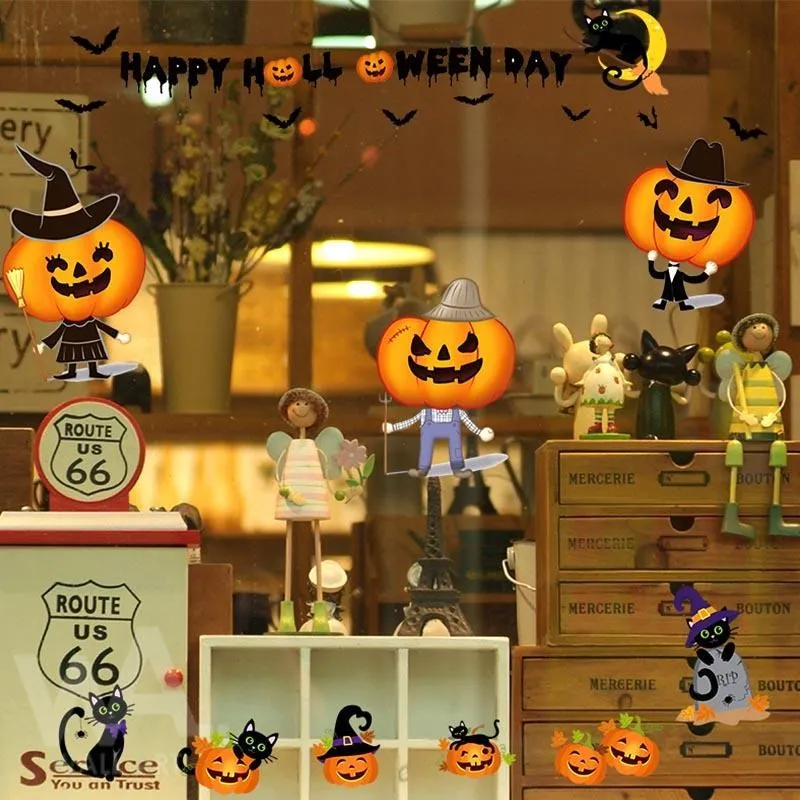 無痕設計防水壁貼 萬聖節 南瓜 蝙蝠 魔法 巫師 6073 歷史價格詳細信息