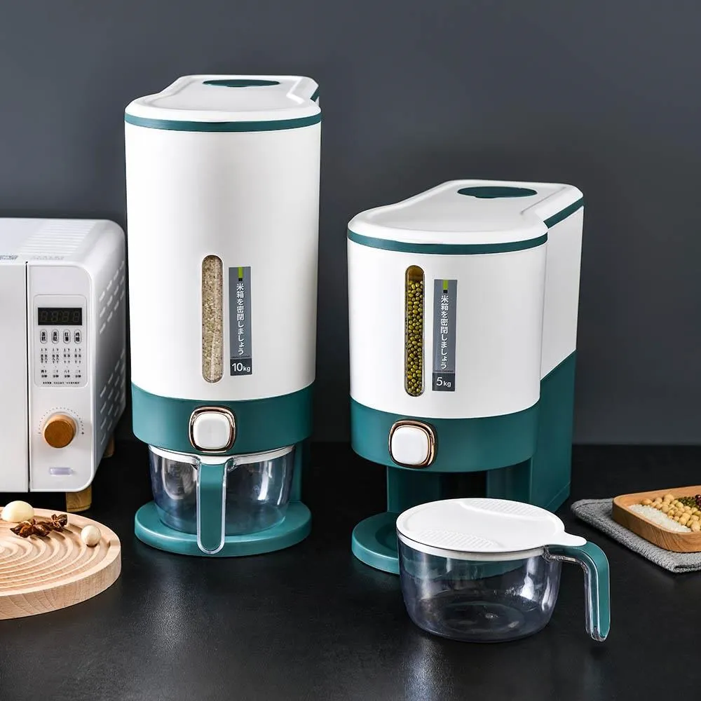 多功能米桶 五穀乾糧桶 飼料桶 寵物儲糧桶 廚房儲米箱 米缸 收納箱 密封防蟲防潮 廚房收納【H0324】 歷史價格詳細信息