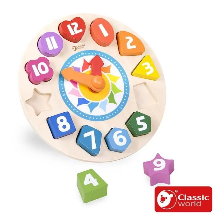《德國Classic world》時鐘立體拼板【益智啟蒙_適合3歲以上】客來喜經典木玩具－官方直營 歷史價格詳細信息