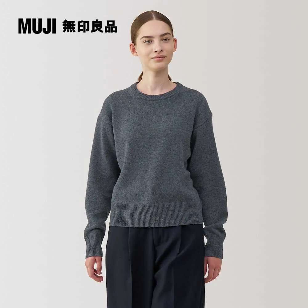 女羊毛可水洗中密織圓領針織衫【MUJI 無印良品】 歷史價格詳細信息
