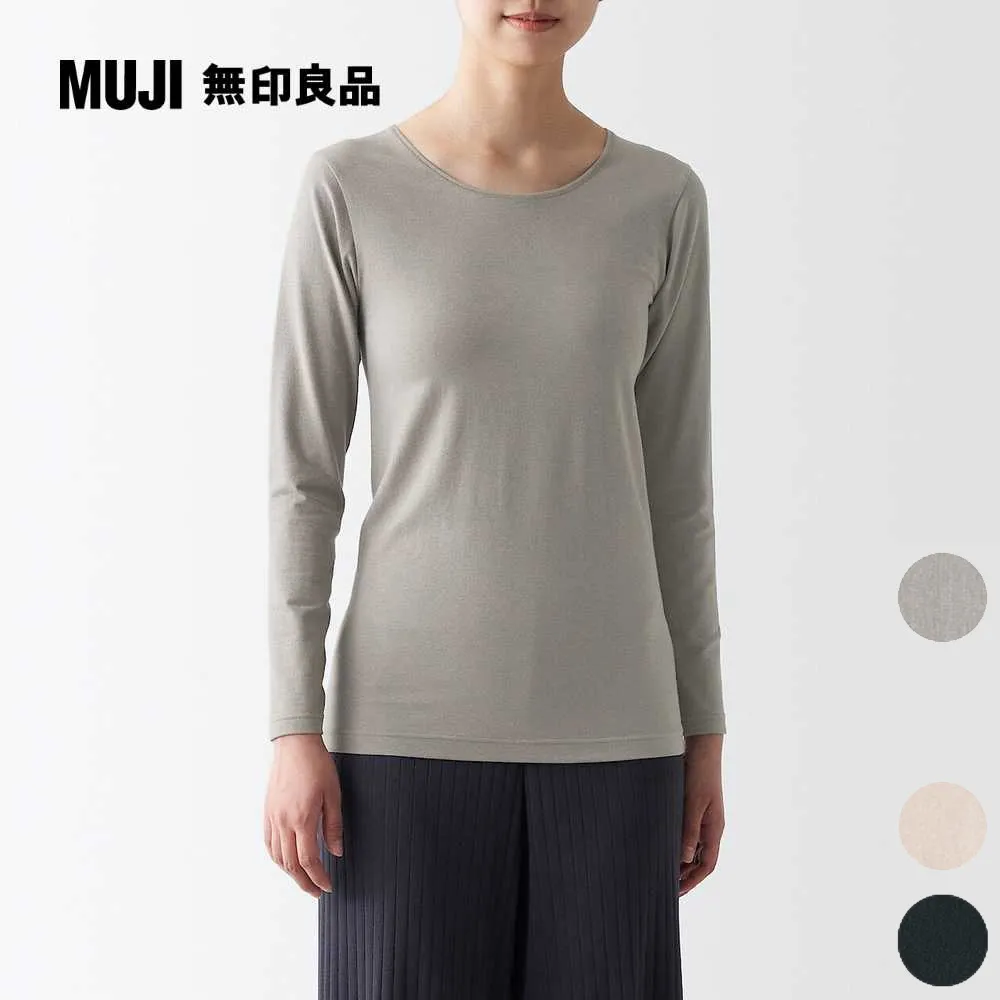女棉混保暖圓領長袖T恤【MUJI 無印良品】 歷史價格詳細信息